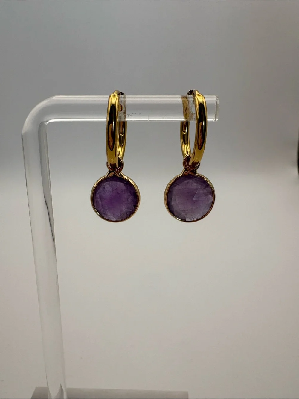 Amethyst Coin Dangle Earrings